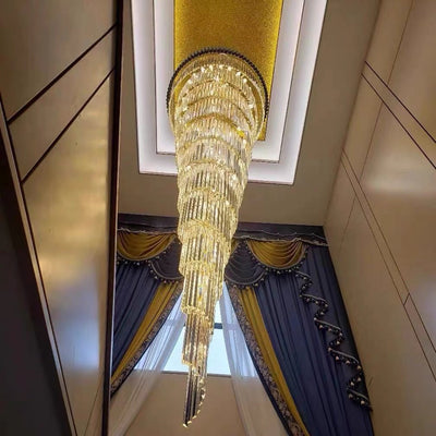 Spiral Crystal Chandelier For Foyer/ Staircase - cyranlamps
