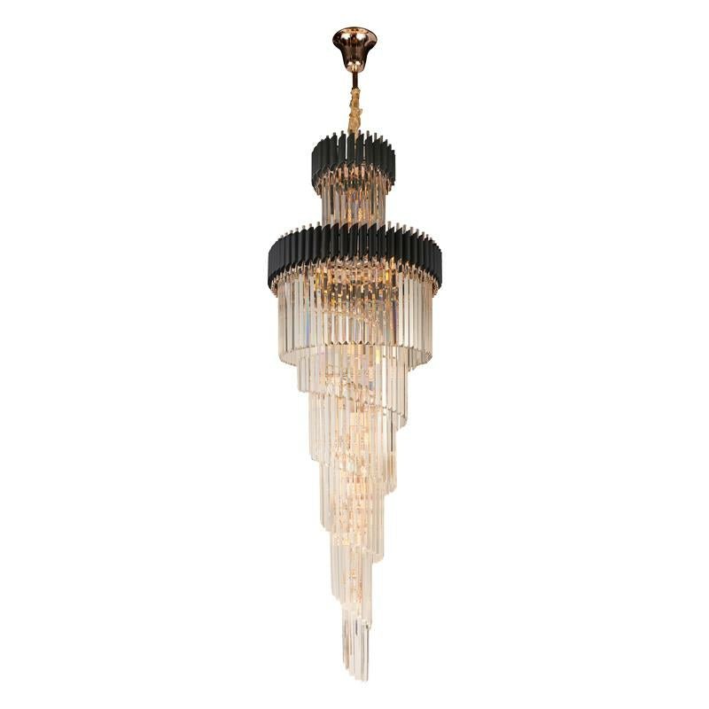 Spiral Crystal Chandelier For Foyer/ Staircase - cyranlamps