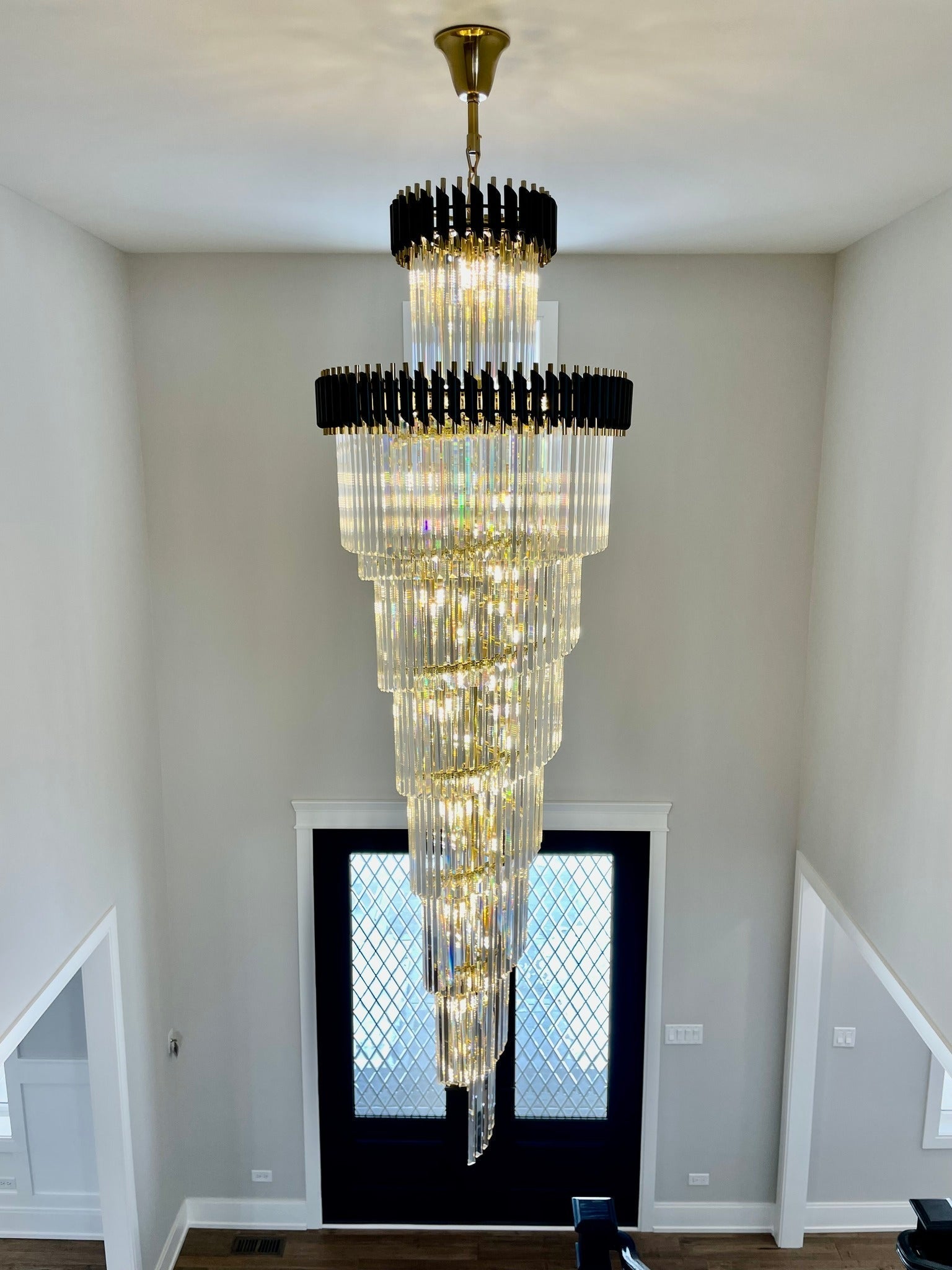 Spiral Crystal Chandelier For Foyer/ Staircase - cyranlamps