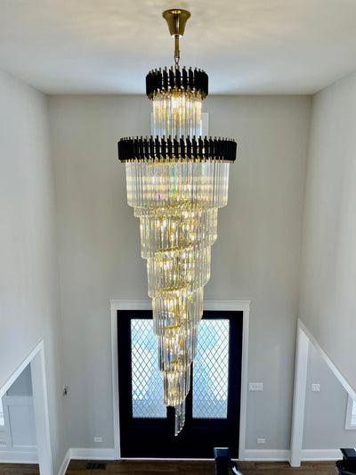 Spiral Crystal Chandelier For Foyer/ Staircase - cyranlamps