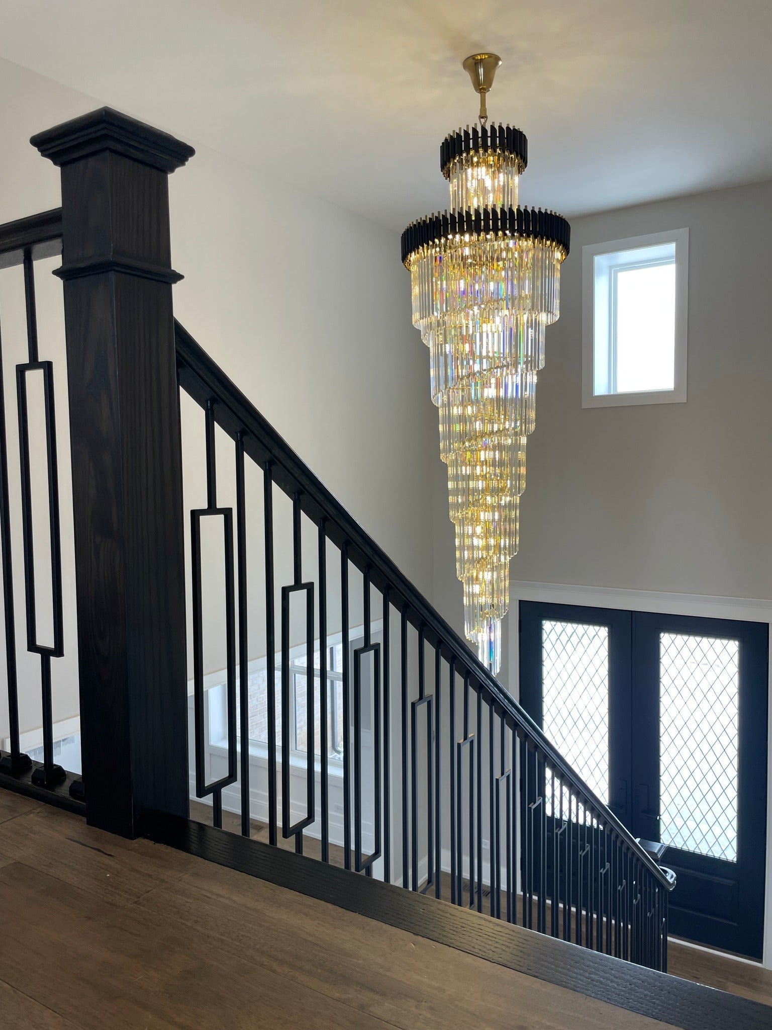 Spiral Crystal Chandelier For Foyer/ Staircase - cyranlamps