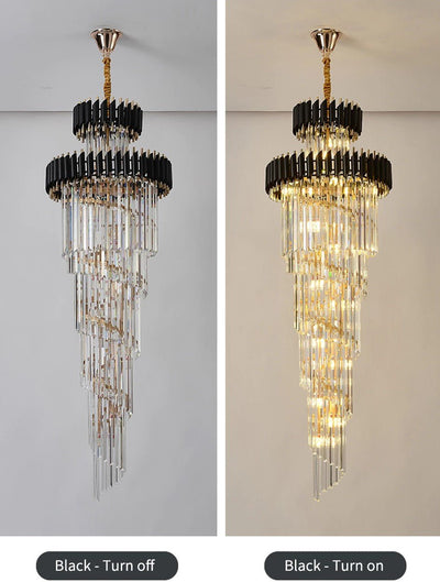 Spiral Crystal Chandelier For Foyer/ Staircase - cyranlamps