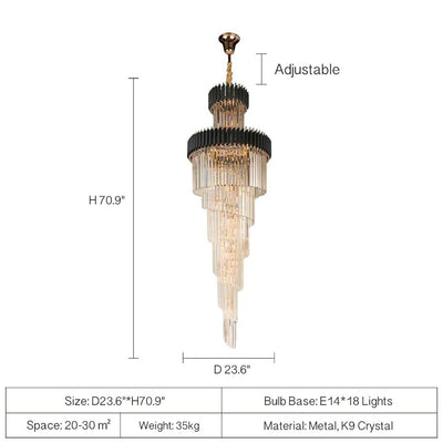 Spiral Crystal Chandelier For Foyer/ Staircase - cyranlamps