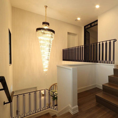 Spiral Crystal Chandelier For Foyer/ Staircase - cyranlamps