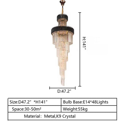 Spiral Crystal Chandelier For Foyer/ Staircase - cyranlamps