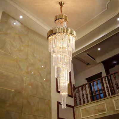 Spiral Crystal Chandelier For Foyer/ Staircase - cyranlamps