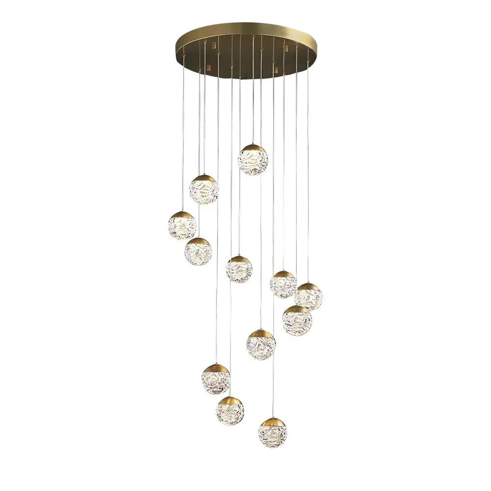 Spiral Pineapple Multi Glass Ball Staircase Chandelier - Cyran Lamps