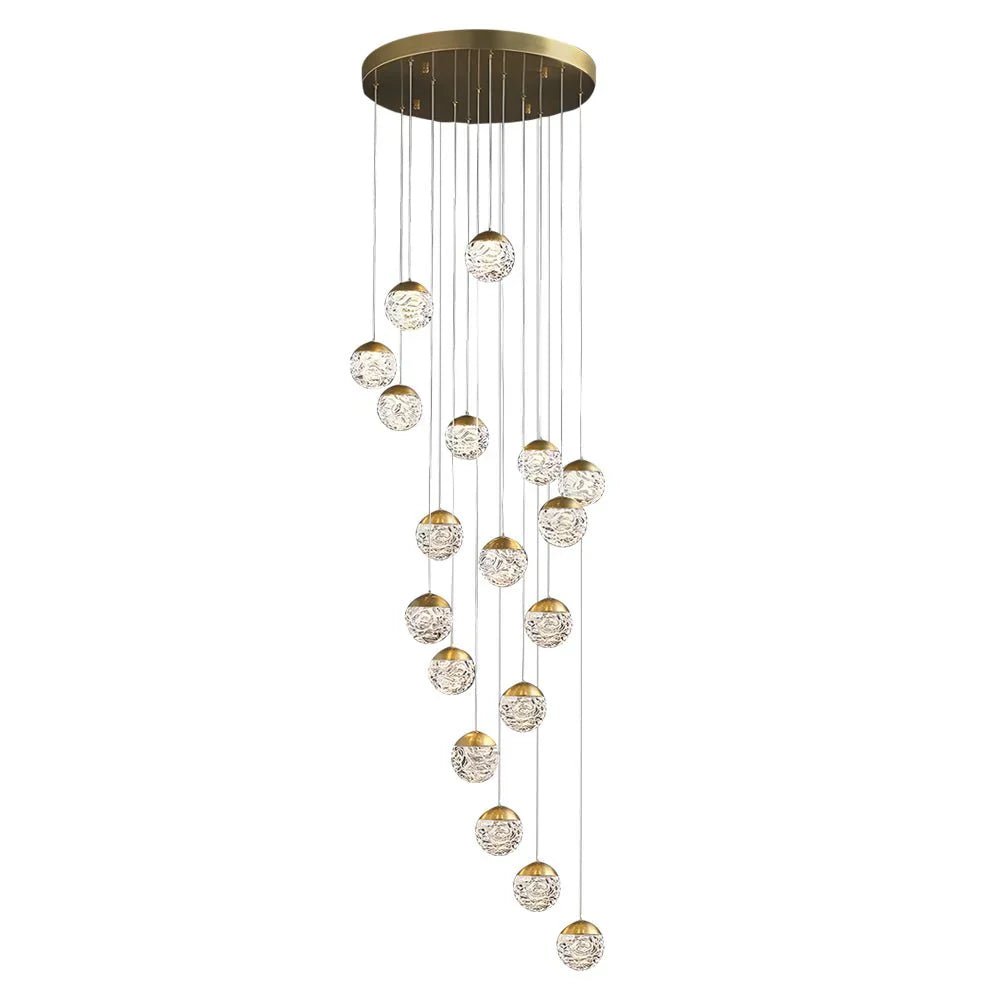 Spiral Pineapple Multi Glass Ball Staircase Chandelier - Cyran Lamps
