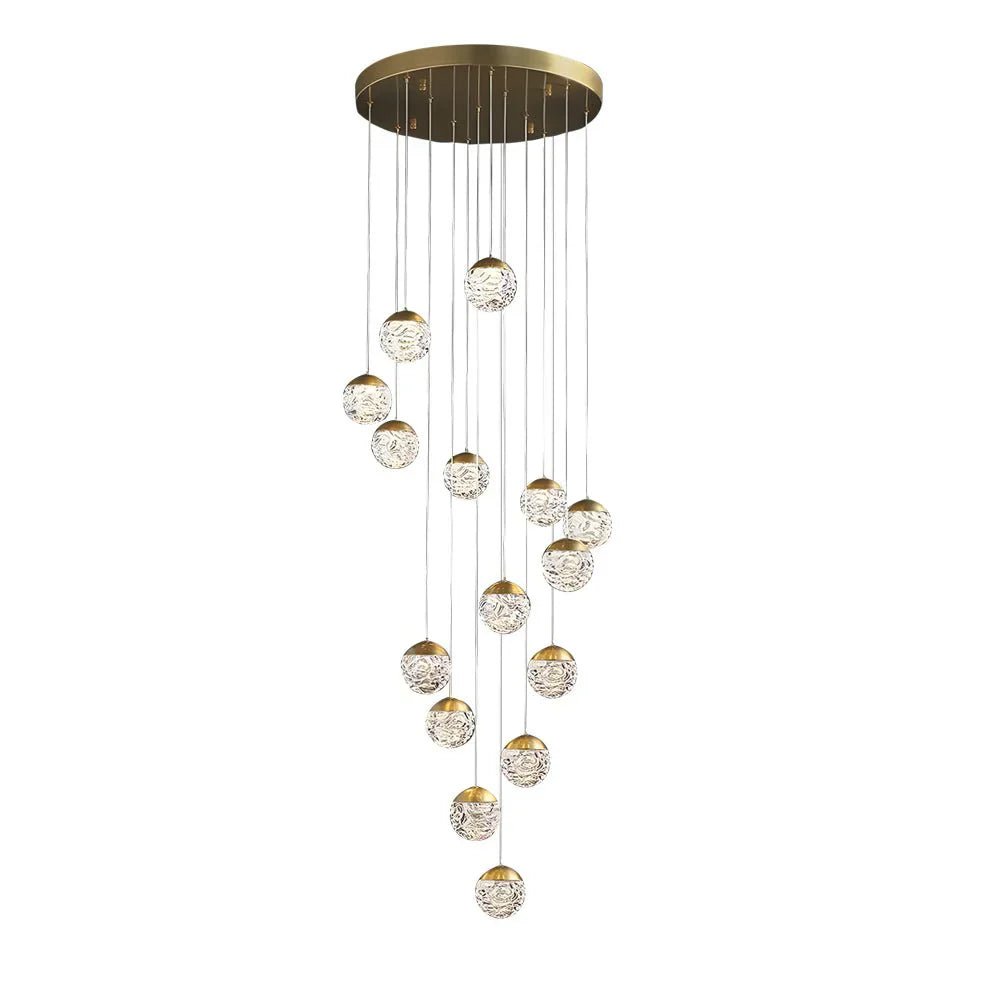 Spiral Pineapple Multi Glass Ball Staircase Chandelier - Cyran Lamps