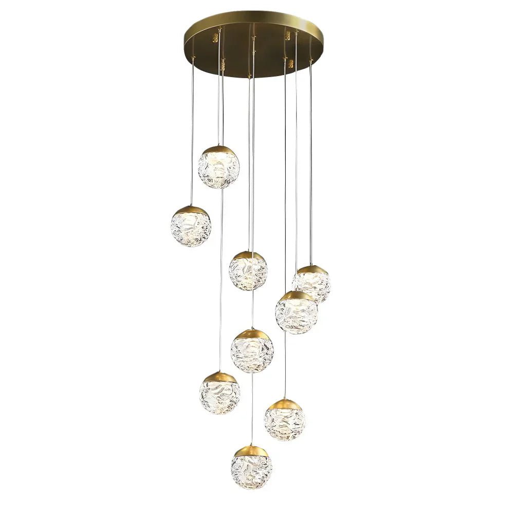 Spiral Pineapple Multi Glass Ball Staircase Chandelier - Cyran Lamps