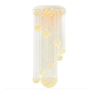 Spiral Raindrop Crystal Ball Three Step Dimming LED Staircase Chandelier - Cyran Lamps