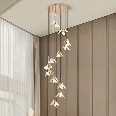 Staircase Chandelier Ideas Art Ceramic Flower Ceiling Light - Cyran Lamps