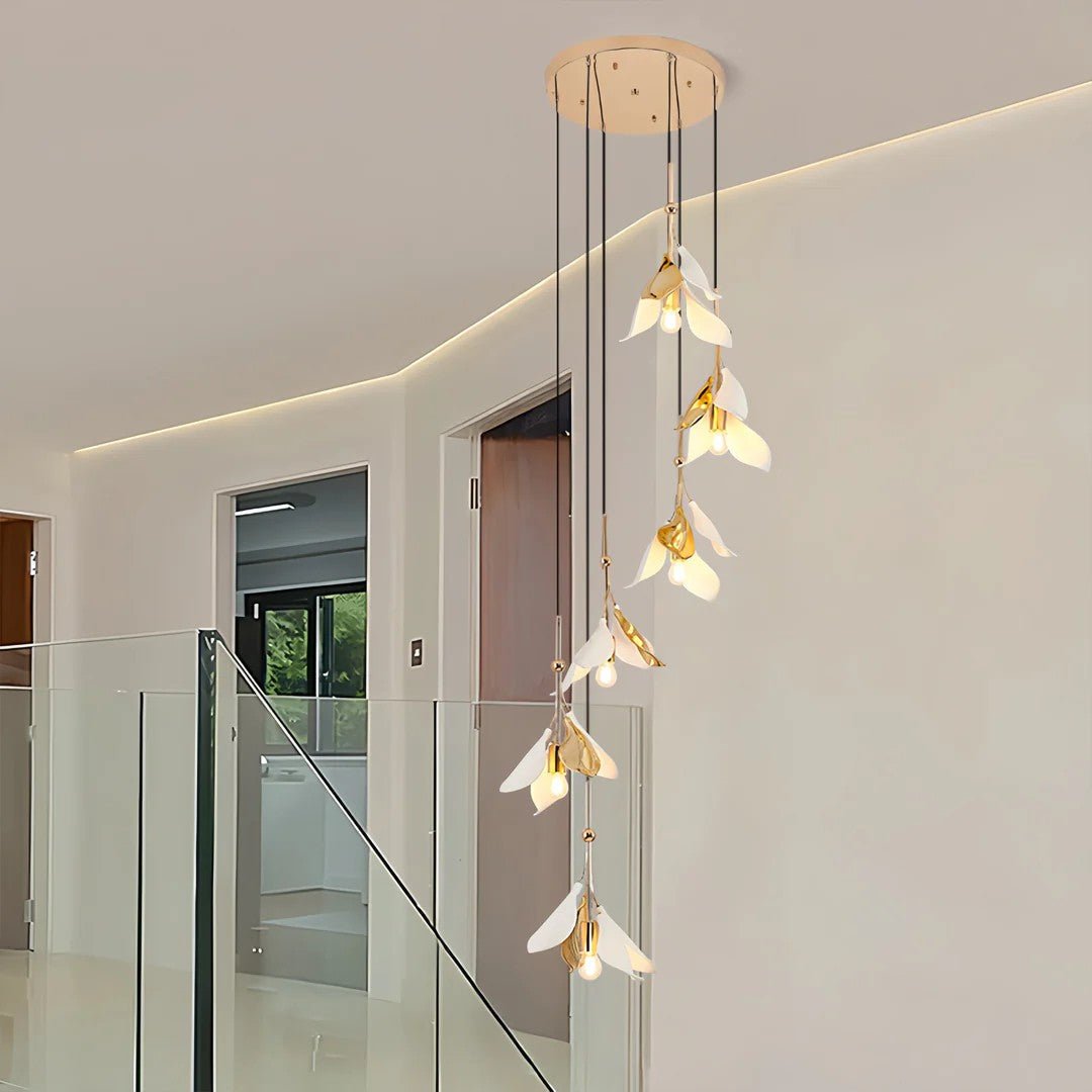 Staircase Chandelier Ideas Art Ceramic Flower Ceiling Light - Cyran Lamps