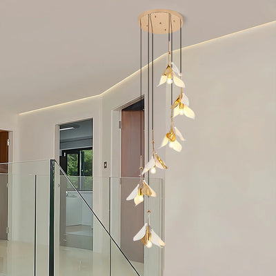Staircase Chandelier Ideas Art Ceramic Flower Ceiling Light - Cyran Lamps