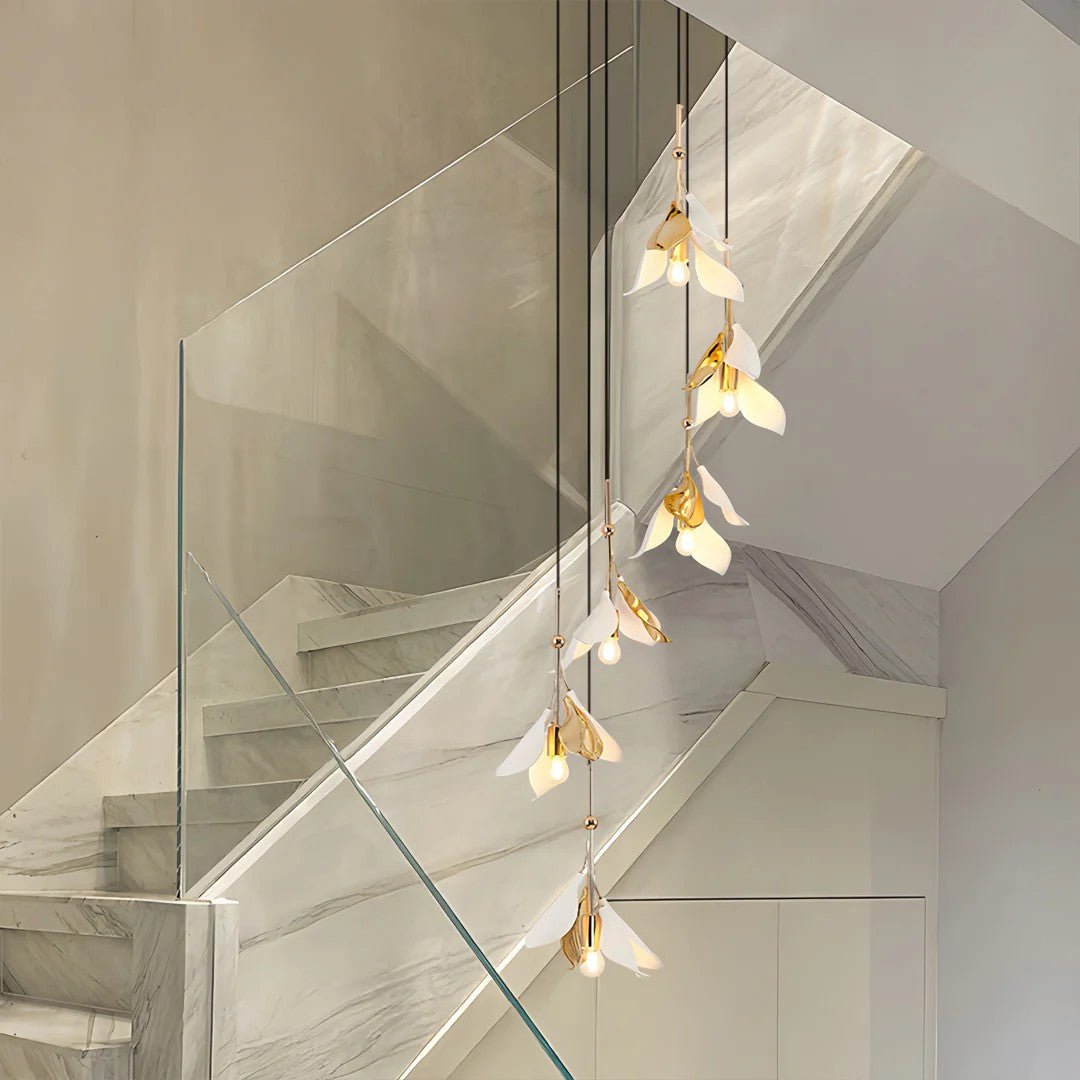 Staircase Chandelier Ideas Art Ceramic Flower Ceiling Light - Cyran Lamps