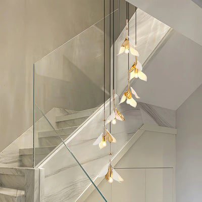 Staircase Chandelier Ideas Art Ceramic Flower Ceiling Light - Cyran Lamps