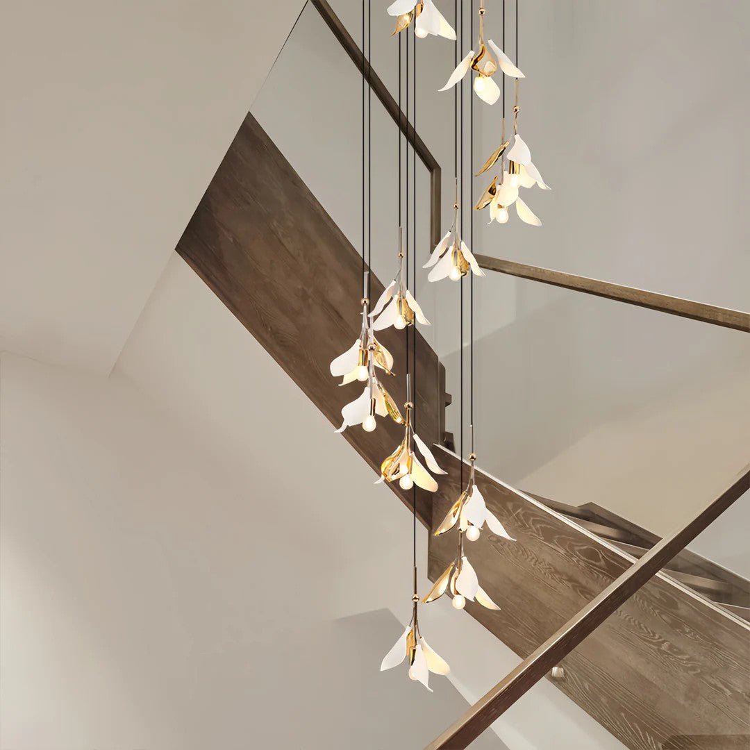 Staircase Chandelier Ideas Art Ceramic Flower Ceiling Light - Cyran Lamps