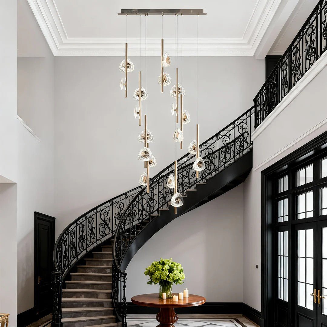 Staircase Crystal Chandelier Modern Aluminum Ceiling Light - Cyran Lamps