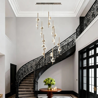 Staircase Crystal Chandelier Modern Aluminum Ceiling Light - Cyran Lamps