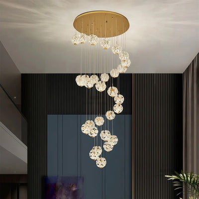 Staircase Crystal Chandelier Modern Luxury High Ceiling Light - Cyran Lamps