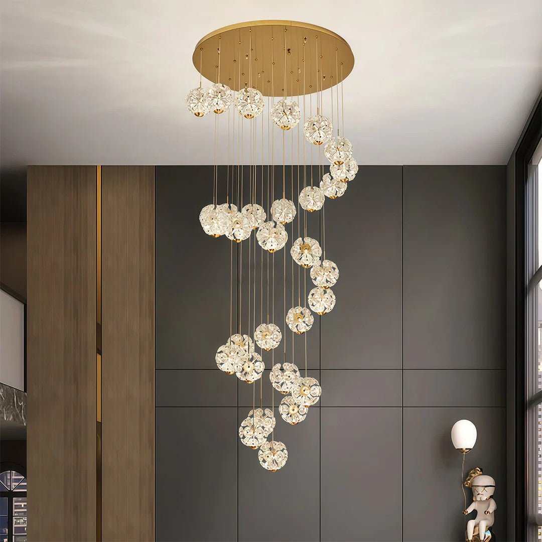 Staircase Crystal Chandelier Modern Luxury High Ceiling Light - Cyran Lamps