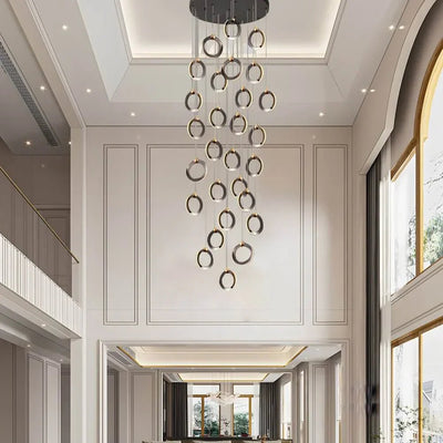 Staircase Lighting Chandelier LED Ring Cluster Rotating Ceiling Light - Cyran Lamps