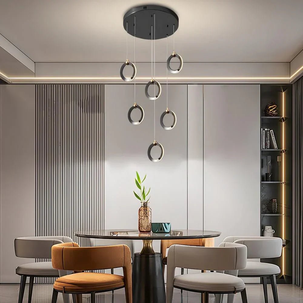 Staircase Lighting Chandelier LED Ring Cluster Rotating Ceiling Light - Cyran Lamps