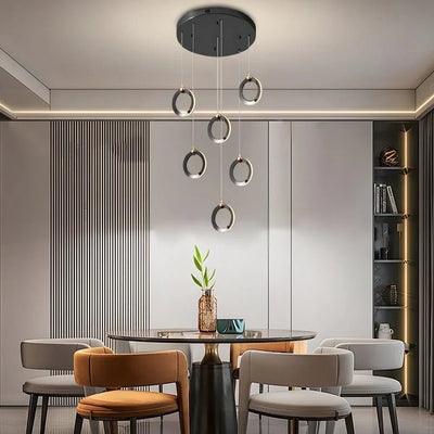 Staircase Lighting Chandelier LED Ring Cluster Rotating Ceiling Light - Cyran Lamps