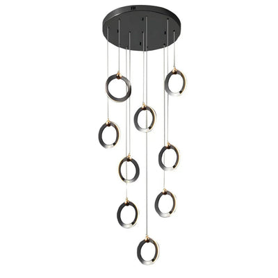 Staircase Lighting Chandelier LED Ring Cluster Rotating Ceiling Light - Cyran Lamps