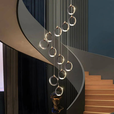 Staircase Lighting Chandelier LED Ring Cluster Rotating Ceiling Light - Cyran Lamps