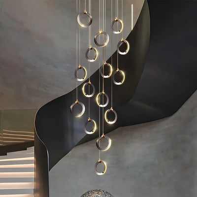 Staircase Lighting Chandelier LED Ring Cluster Rotating Ceiling Light - Cyran Lamps