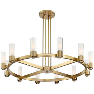 Stiffel Ennis 48" Wide Antique Brass 12-Light Ring Chandelier - cyranlighting