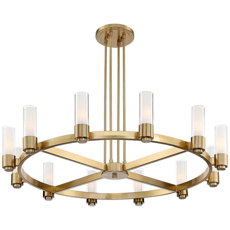 Stiffel Ennis 48" Wide Antique Brass 12-Light Ring Chandelier - cyranlighting