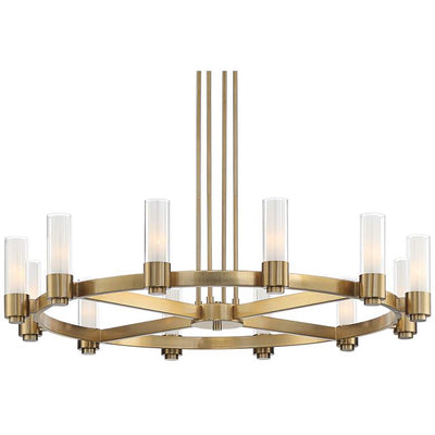 Stiffel Ennis 48" Wide Antique Brass 12-Light Ring Chandelier - cyranlighting