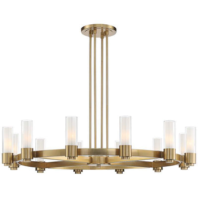 Stiffel Ennis 48" Wide Antique Brass 12-Light Ring Chandelier - cyranlighting