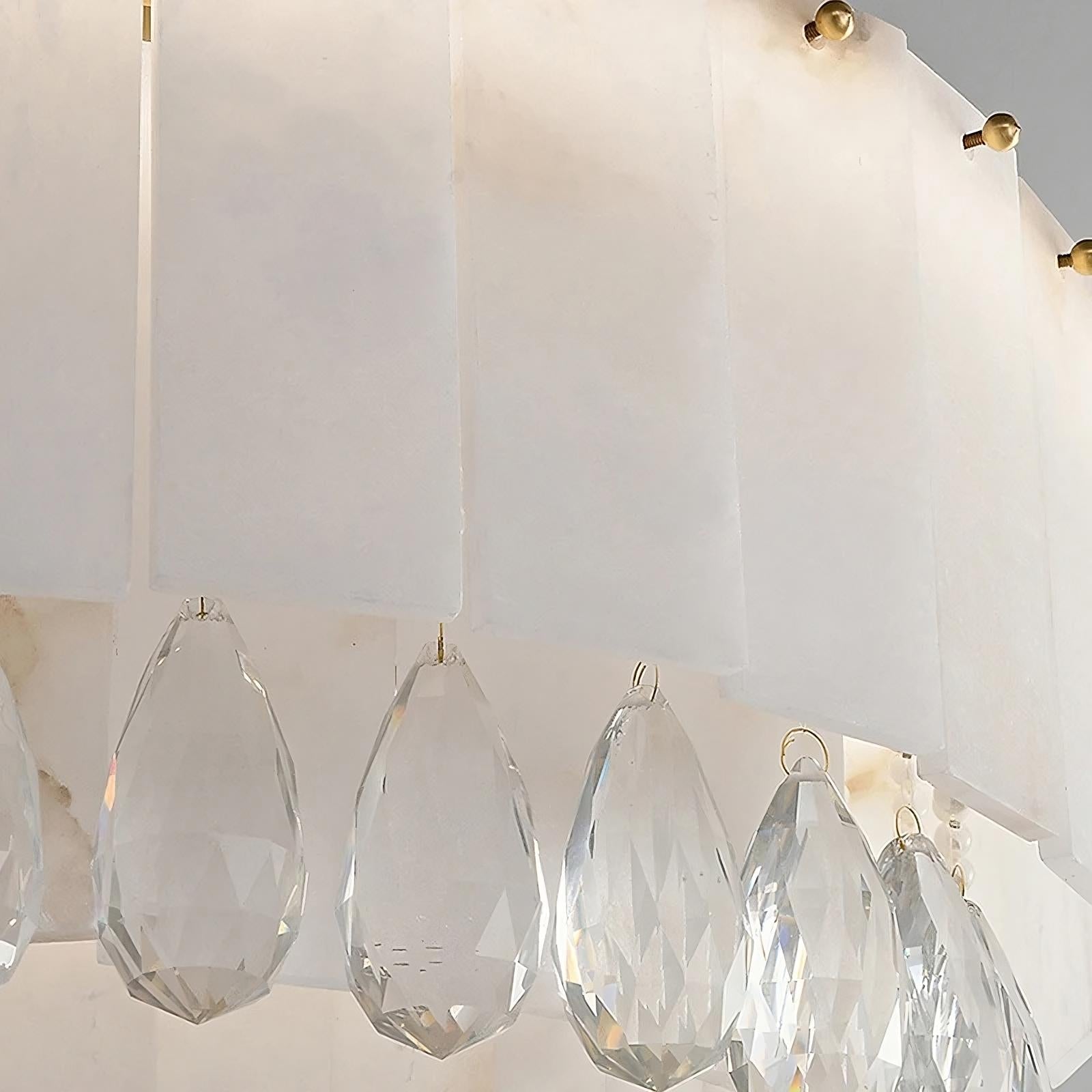 Stuart 31" Modern Marble & Crystal Round Chandelier - cyranlamps
