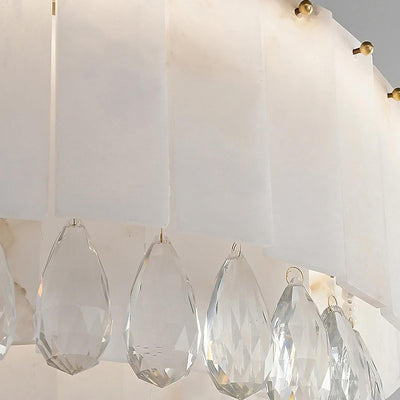 Stuart 31" Modern Marble & Crystal Round Chandelier - cyranlamps