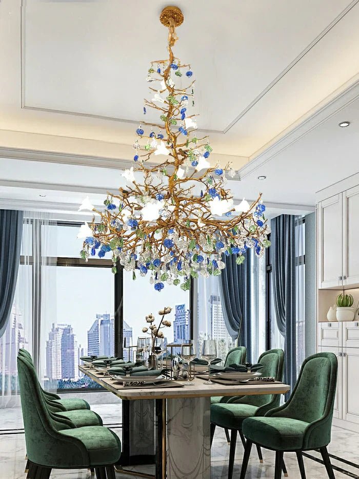 Stylish Colored Glaze Flower Crystal Chandelier - Cyran Lamps