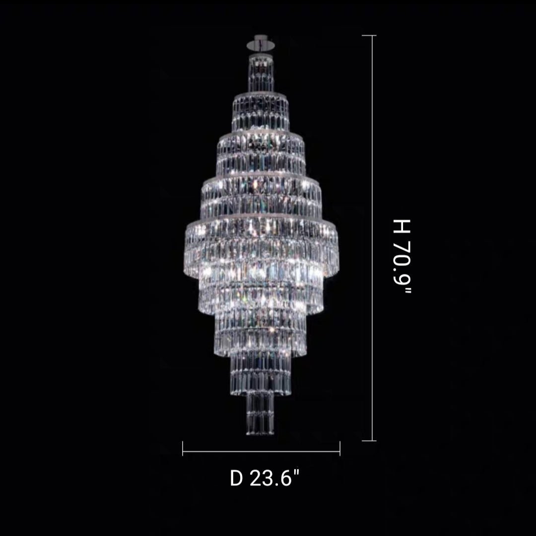 Stylish Foyer Hall Long Crystal Chandelier Large Staircase/ Entryway Decoration Ceiling Light Fixture - cyranlamps