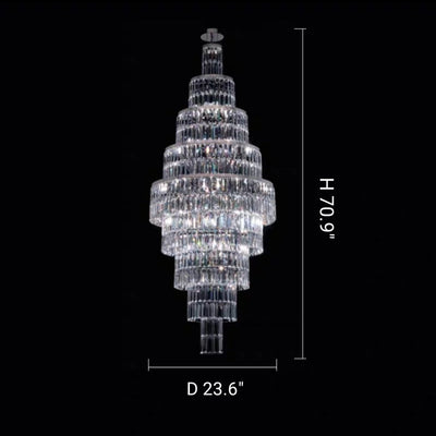 Stylish Foyer Hall Long Crystal Chandelier Large Staircase/ Entryway Decoration Ceiling Light Fixture - cyranlamps