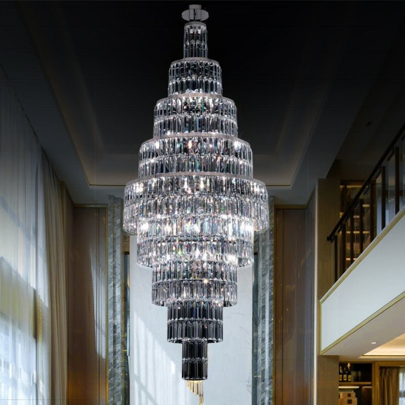 Stylish Foyer Hall Long Crystal Chandelier Large Staircase/ Entryway Decoration Ceiling Light Fixture - cyranlamps