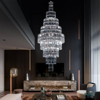 Stylish Foyer Hall Long Crystal Chandelier Large Staircase/ Entryway Decoration Ceiling Light Fixture - cyranlamps