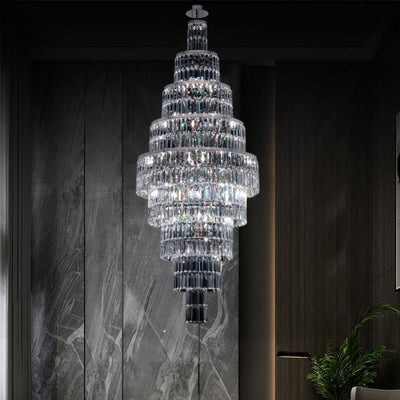 Stylish Foyer Hall Long Crystal Chandelier Large Staircase/ Entryway Decoration Ceiling Light Fixture - cyranlamps