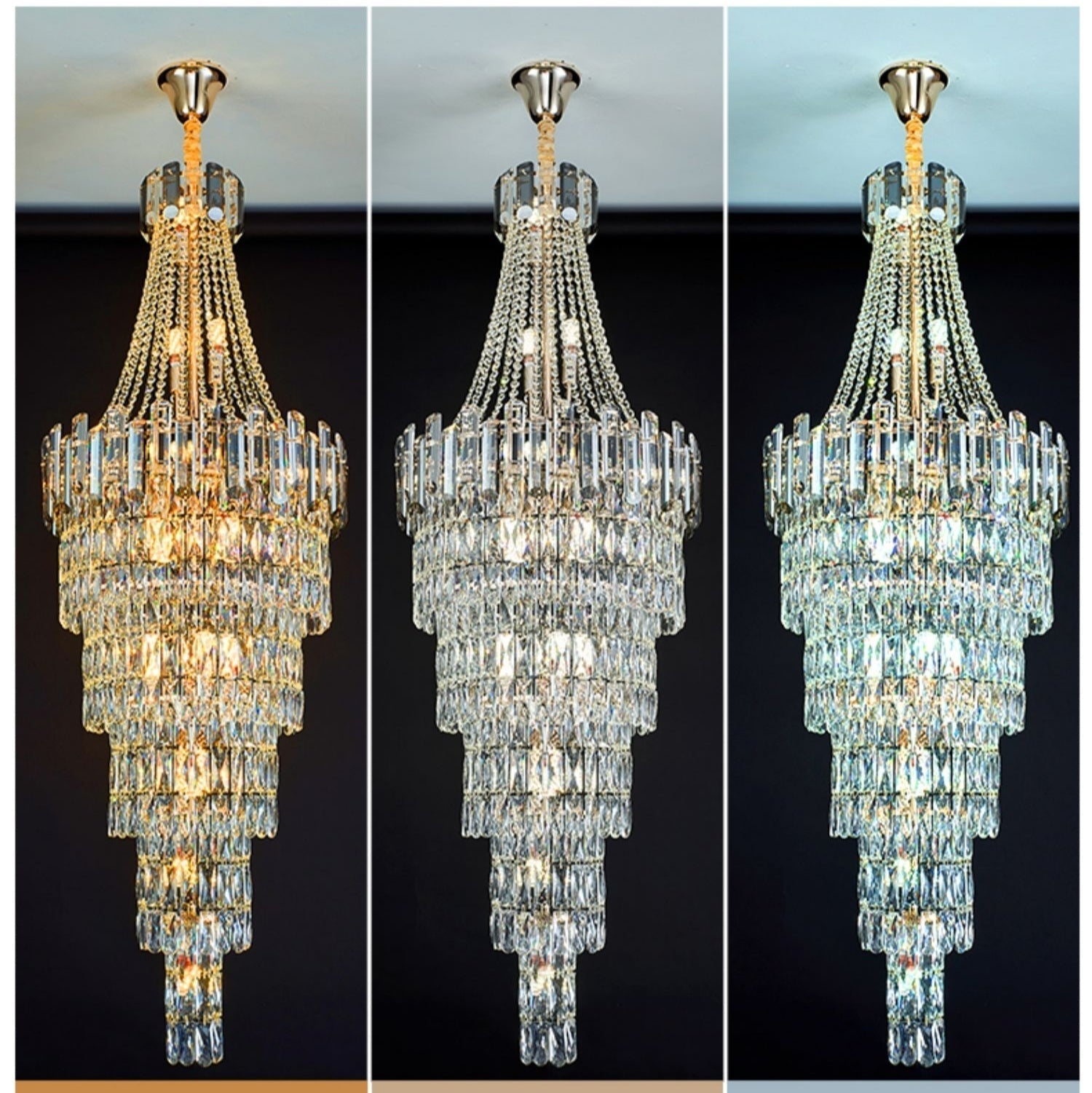 Stylish Foyer Long Staircase Chandelier Large Crystal Ceiling Lighting Fixture For Living Room Decoration - cyranlamps