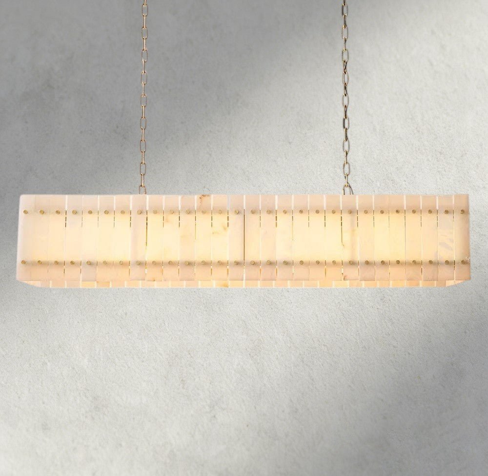 Sun Merca Alabaster Linear Chandelier 54", 72" - cyranlighting