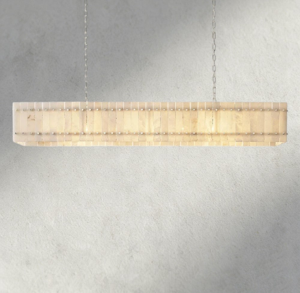 Sun Merca Alabaster Linear Chandelier 54", 72" - cyranlighting