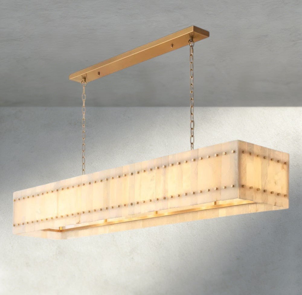 Sun Merca Alabaster Linear Chandelier 54", 72" - cyranlighting