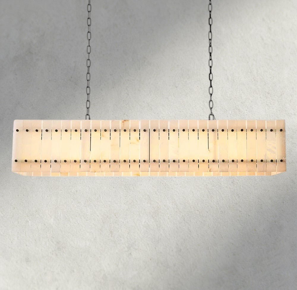 Sun Merca Alabaster Linear Chandelier 54", 72" - cyranlighting