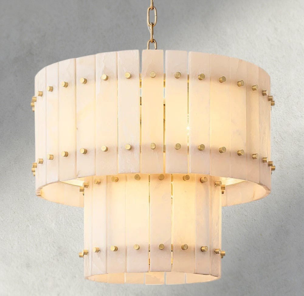 Sun Merca Alabaster Round Tiered Chandelier 22", 37", 48", 60" - Cyran Lamps