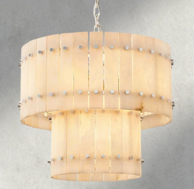 Sun Merca Alabaster Round Tiered Chandelier 22", 37", 48", 60" - Cyran Lamps